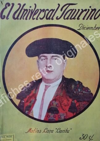 PORTADA ANTIGUA ORIGINAL  1922. TORERO. MATIAS LARA " LARITA "