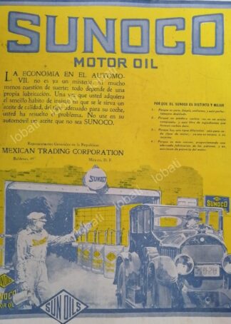 CARTEL ANTIGUO ORIGINAL DE ACEITE DE MOTOR SUNOCO 1922 / 2