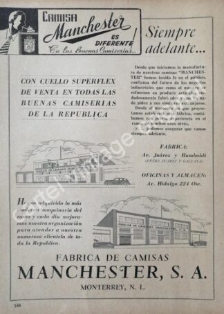 CARTEL ANTIGUO ORIGINAL DE FABRICA DE CAMISAS MANCHESTER 1942 MONTERRERY