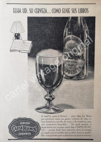 CARTEL ANTIGUO ORIGINAL DE CERVEZA CARTA BLANCA 1942 MONTERREY