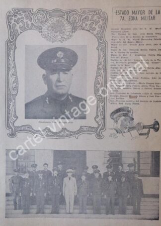 CARTEL ANTIGUO ORIGINAL DE GENERAL. EULOGIO ORTIZ Y LA SEPTIMA ZONA MILITAR 1945