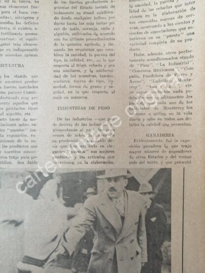 CARTEL ANTIGUO ORIGINAL DE NOTA DE PRENSA PRIMERA EXPO GUADALUPE 1944 MONTERREY - Image 4