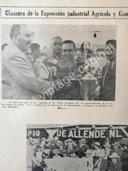 CARTEL ANTIGUO ORIGINAL DE NOTA DE PRENSA PRIMERA EXPO GUADALUPE 1944 MONTERREY - Image 3