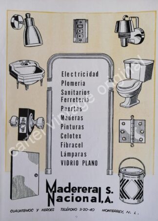CARTEL ANTIGUO ORIGINAL DE MADERERA NACIONAL 1950s. MONTERREY