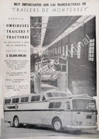 CARTEL ANTIGUO ORIGINAL DE TRAILERS DE MONTERREY S.A 1959