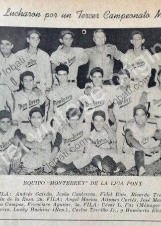 CARTEL ANTIGUO ORIGINAL DE LIGA INFANTIL DE BEISBOL DE MONTERREY 1959 BEISBOL