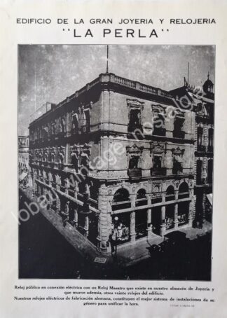 GRABADO ANTIGUO JOYERIA LA PERLA Y CATEDRAL 1924