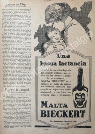 CARTEL ANTIGUO ORIGINAL DE CERVEZA SIN ALCOHOL BIECKERT 1930s ARGENTINA /3