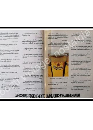 CARTEL ANTIGUO ORIGINAL DE CERVEZA CARLSBERG 1987 / RARO