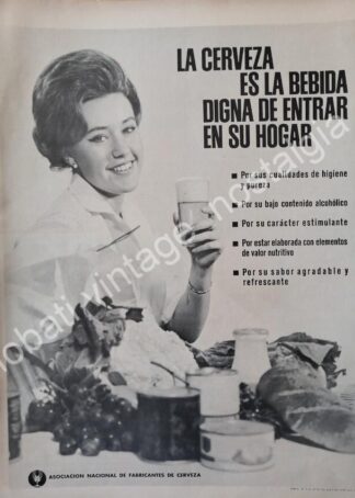 CARTEL ANTIGUO ORIGINAL DE ASOCIACION NACIONAL DE FABRICANTES DE CERVEZA 1961 / RARO