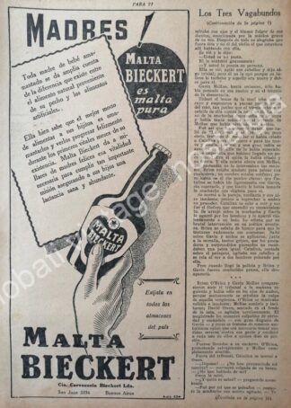 CARTEL ANTIGUO ORIGINAL DE CERVEZA SIN ALCOHOL BIECKERT 1930s ARGENTINA /2