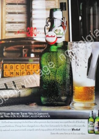 CARTEL ANTIGUO ORIGINAL DE CERVEZA GROLSCH 1980s / RARO