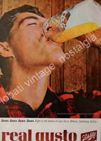 CARTEL ANTIGUO ORIGINAL DE CERVEZA SCHLITZ 1964 / MUY RARO