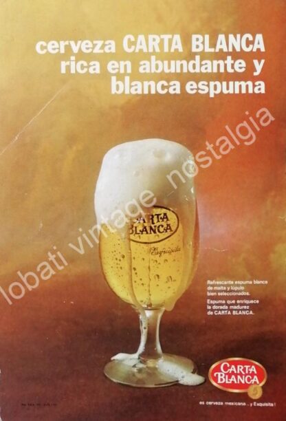 CARTEL ANTIGUO ORIGINAL DE SET DE 3 AFICHES CERVEZA CARTA BLANCA 1970s & 80s - Image 4