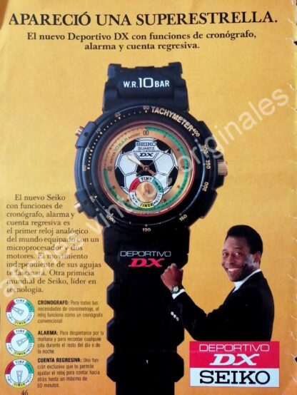 CARTEL ANTIGUO ORIGINAL DE 3 FICHES. FUTBOLISTA PELE Y RELOJES SEIKO 1990 / FEP - Image 4