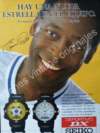 CARTEL ANTIGUO ORIGINAL DE 3 FICHES. FUTBOLISTA PELE Y RELOJES SEIKO 1990 / FEP - Image 3