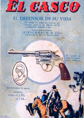 CARTEL ANTIGUO ORIGINAL DE ARMAS. REVOLVER EL CASCO 1927 / MUY RARO