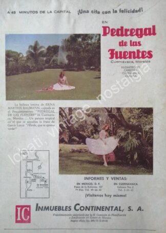 CARTEL ANTIGUO ORIGINAL DE COLONIA PEDREGAL DE LAS FUENTES. CUERNAVACA 1959 /2