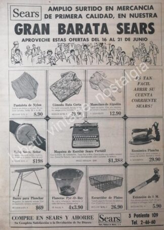 CARTEL ANTIGUO ORIGINAL DE TIENDA SEARS 1967 /5
