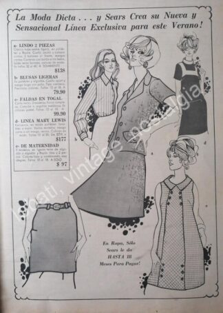 CARTEL ANTIGUO ORIGINAL DE TIENDA SEARS 1967 MODAS /7