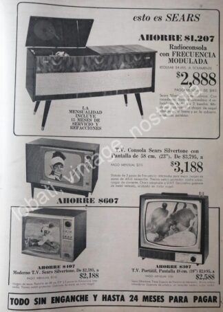 CARTEL ANTIGUO ORIGINAL DE TIENDA SEARS 1967 ELECTRONICA