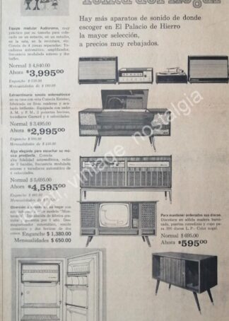 CARTEL ANTIGUO ORIGINAL DE TIENDA EL PALACIO DE HIERRO VENTA DEL HOGAR 1968