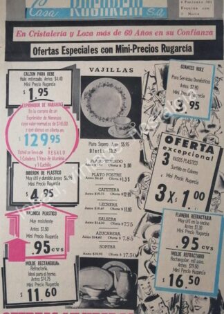 CARTEL ANTIGUO ORIGINAL DE TIENDA CASA RUGARCIA 1967 PUEBLA