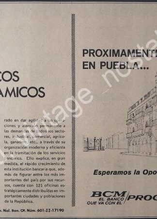 CARTEL ANTIGUO ORIGINAL DE BCM. BANCO COMERCIAL MEXICANO 1969