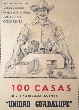 CARTEL ANTIGUO ORIGINAL DE AFICHE COLONIA. UNIDAD GUADALUPE. PUEBLA 1967