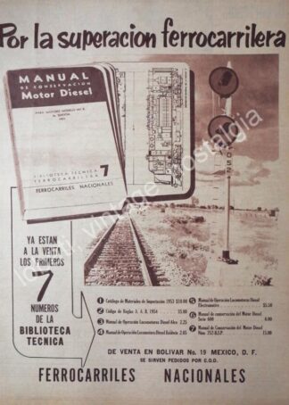 CARTEL ANTIGUO ORIGINAL DE FERROCARRILES NACIONALES Y SU MANUAL No. 7 DE 1956
