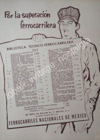 CARTEL ANTIGUO ORIGINAL DE FERROCARRILES NACIONALES Y SUS MANUALES 1956