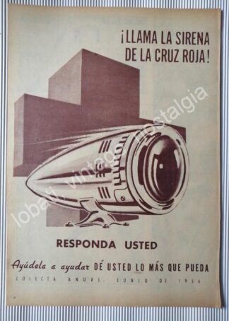 CARTEL ANTIGUO ORIGINAL DE COLECTA DE LA CRUZ ROJA DE 1956 / RARO