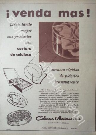 CARTEL ANTIGUO ORIGINAL DE CELANESE MEXICANA S.A Y ACETATO DE CELULOSA 1956