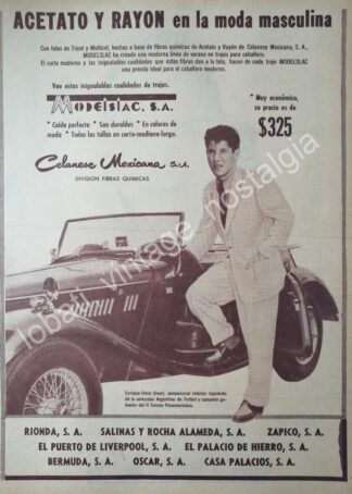 CARTEL ANTIGUO ORIGINAL DE ENRIQUE OMAR SIVORI Y CELANESE MEXICANA 1956/ FEP MUY RARO