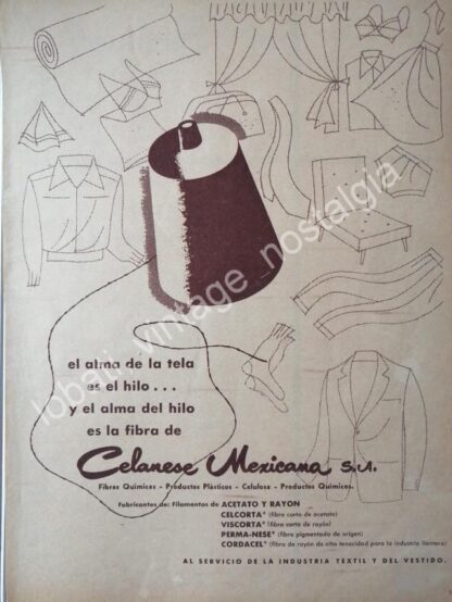 CARTEL ANTIGUO ORIGINAL DE CELANESE MEXICANA S.A 1956 INDUSTRIA TEXTIL Y QUIMICA