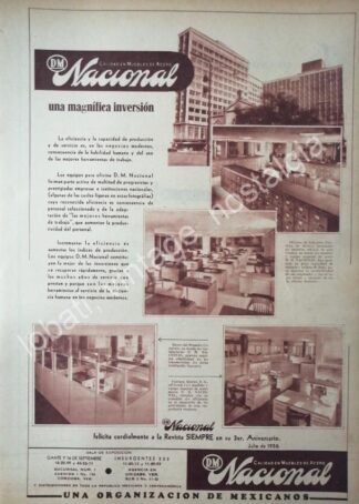 CARTEL ANTIGUO ORIGINAL DE D.M. NACIONAL. INDUSTRIAS RUIZ GALINDO S.A 1956