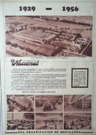 CARTEL ANTIGUO ORIGINAL DE D.M. NACIONAL. INDUSTRIAS RUIZ GALINDO S.A 1956 Y SU PLANTA