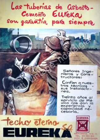 CARTEL ANTIGUO ORIGINAL DE TECHO ETERNO EUREKA S.A PUBLICIDAD ARTISTICA 1950s /7