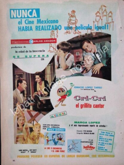CARTEL ANTIGUO ORIGINAL DE IGNACIO LOPEZ TARZO, CRI CRI EL GRILLITO CANTOR 1963 /FEP - Image 3