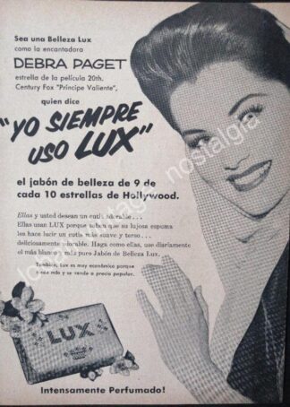 CARTEL ANTIGUO ORIGINAL DE CARTELITO. DEBRA PAGET Y JABONES LUX 1954 / FEP