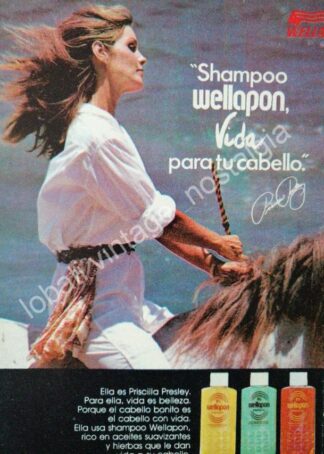 CARTEL ANTIGUO ORIGINAL DE PRICILA PRESLEY Y CHAMPOO WELLAPON 1980s / FEP