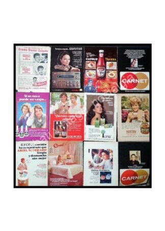 CARTEL ANTIGUO ORIGINAL DE 12 ARTISTAS DE TELEVISA EN LA PUBLICIDAD 1950s-1980s