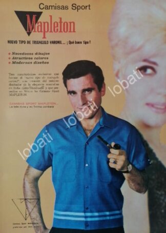 CARTEL ANTIGUO ORIGINAL DE ALDO MONTI Y CAMISAS MAPLETON 1965 /FEP
