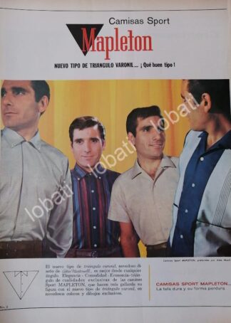 CARTEL ANTIGUO ORIGINAL DE ALDO MONTI Y CAMISAS MAPLETON 1965 /FEP 6