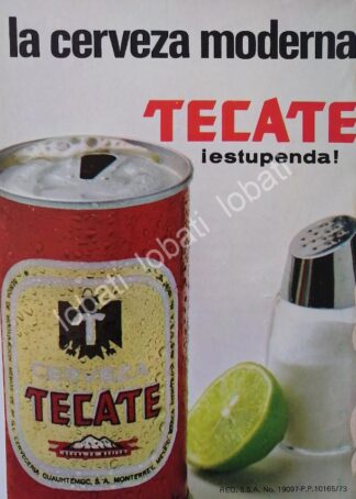 CARTEL ANTIGUO ORIGINAL DE CERVEZA TECATE 1975 / MINI CARTEL /13