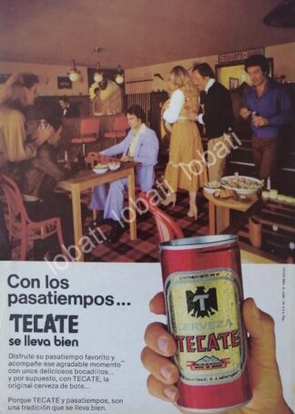CARTEL ANTIGUO ORIGINAL DE CERVEZA TECATE 1980 / MINI CARTEL