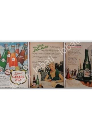 CARTEL ANTIGUO ORIGINAL DE SET DE 3 MINI CARTELES REFRESCOS CANADA DRY 1940s