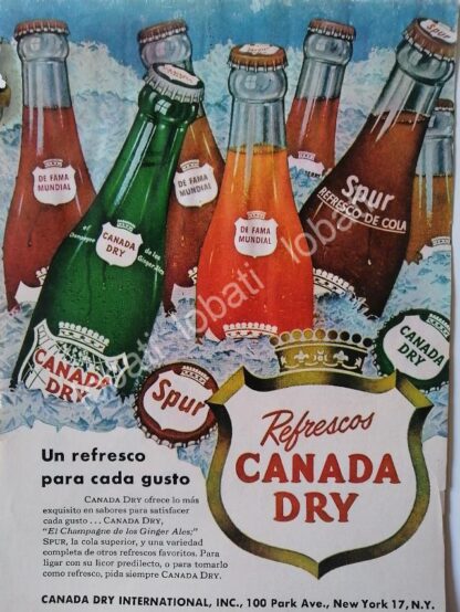 CARTEL ANTIGUO ORIGINAL DE SET DE 3 MINI CARTELES REFRESCOS CANADA DRY 1940s - Image 4
