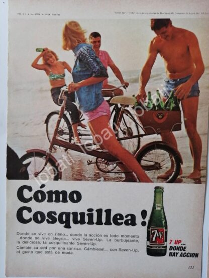 CARTEL ANTIGUO ORIGINAL DE SET DE 3 MINI CARTELES REFRESCOS 7up 1966 - Image 4