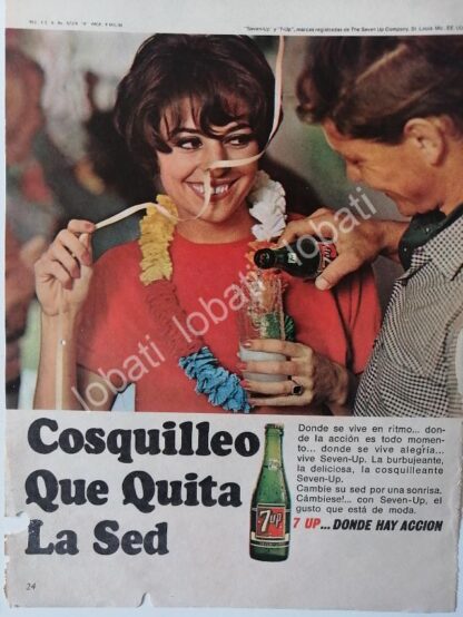 CARTEL ANTIGUO ORIGINAL DE SET DE 3 MINI CARTELES REFRESCOS 7up 1966 - Image 2